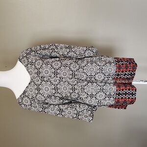 BeBop Button Front Romper Size Large Black & White Pattern